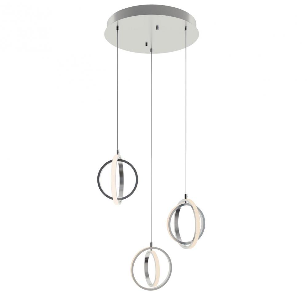 Lock 3 Light Round Pendant MB 120V,SN