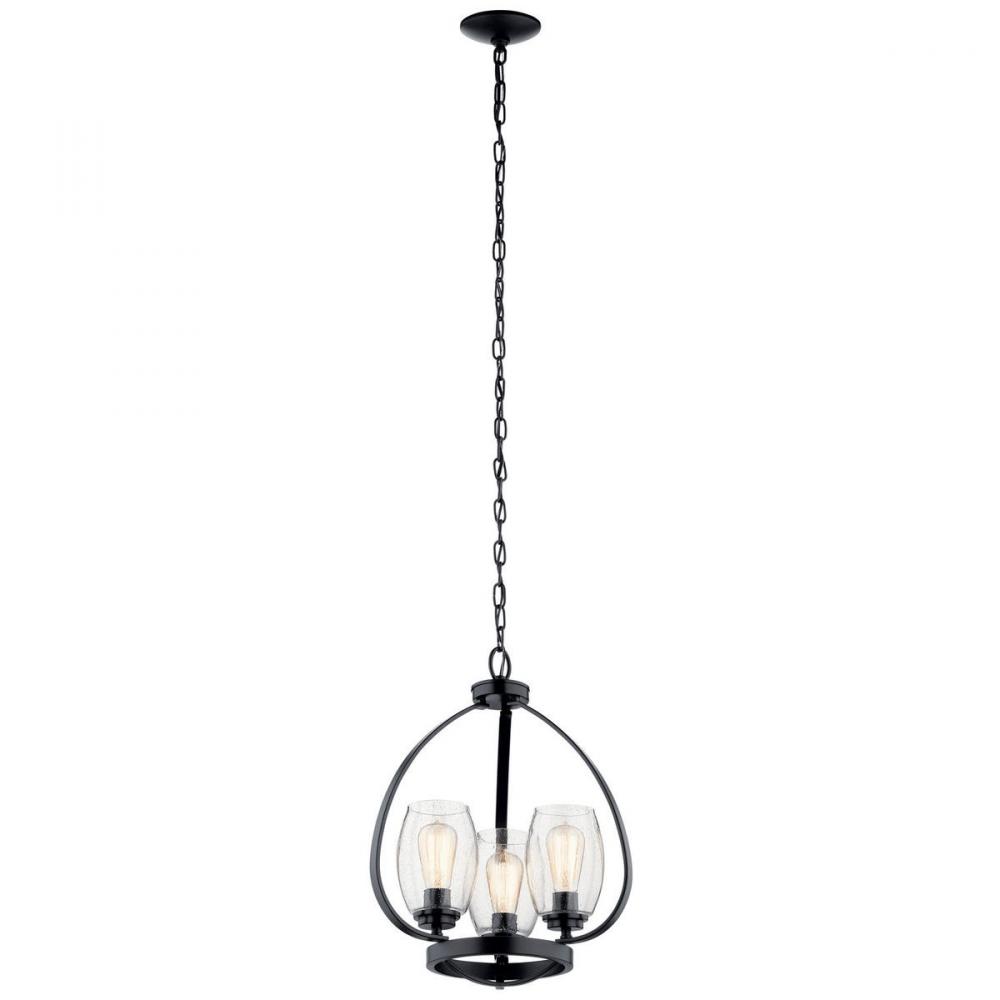 Tuscany 21" 3 Light Mini Chandelier with Clear Seeded Glass in Black