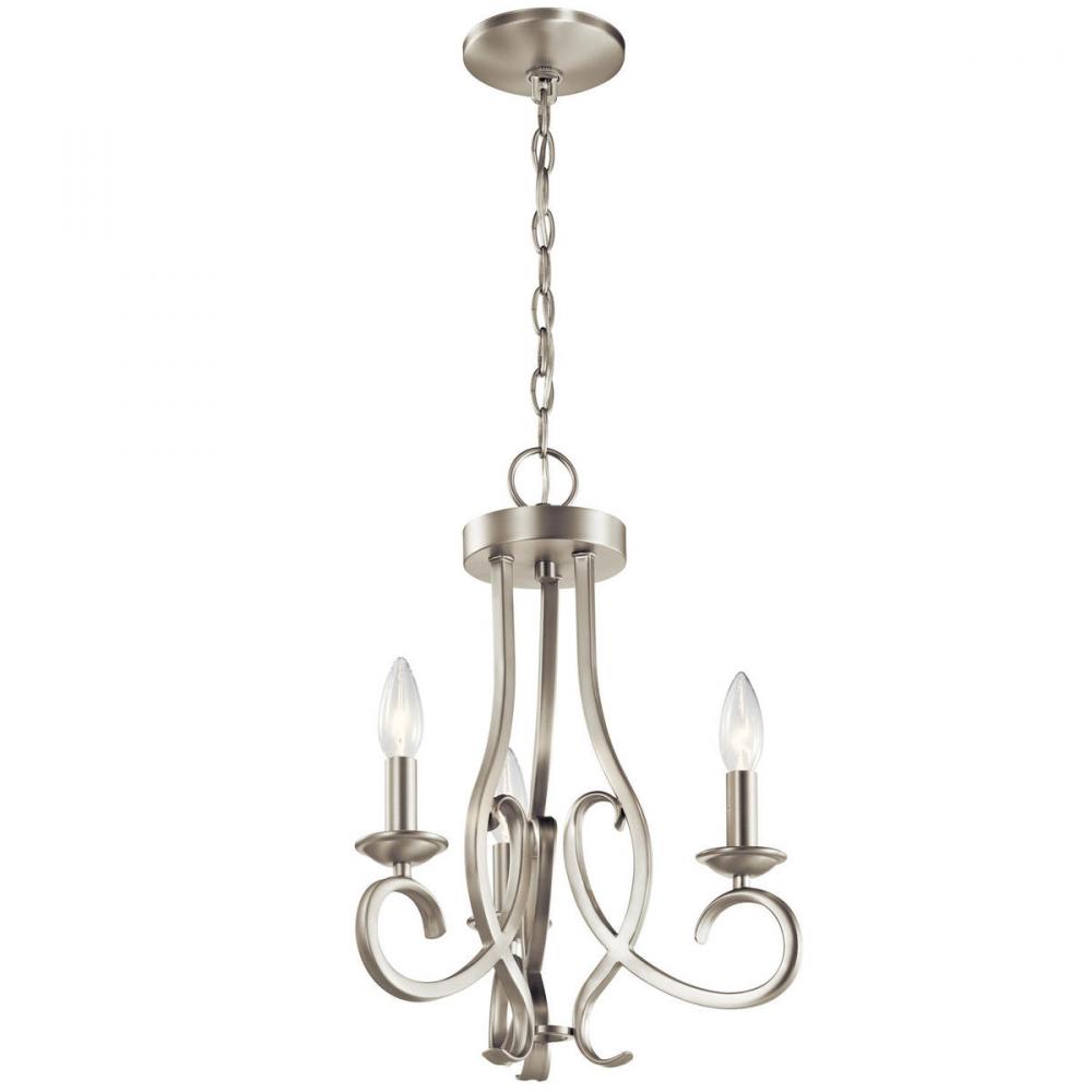 Ania 3 Light Convertible Chandelier Brushed Nickel