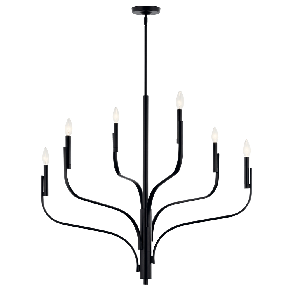 Livadia 36.25 Inch 6 Light Chandelier in Black