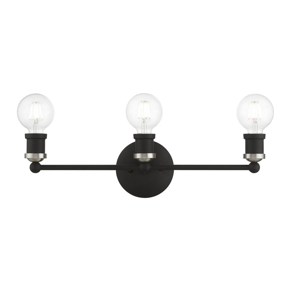 3 Light Black with Brushed Nickel Accents ADA Vanity Sconce