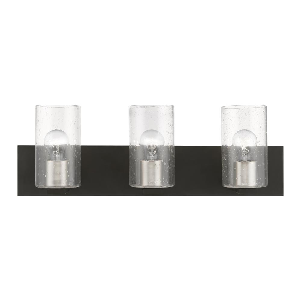 3 Light Black with Brushed Nickel Accents Vanity Sconce