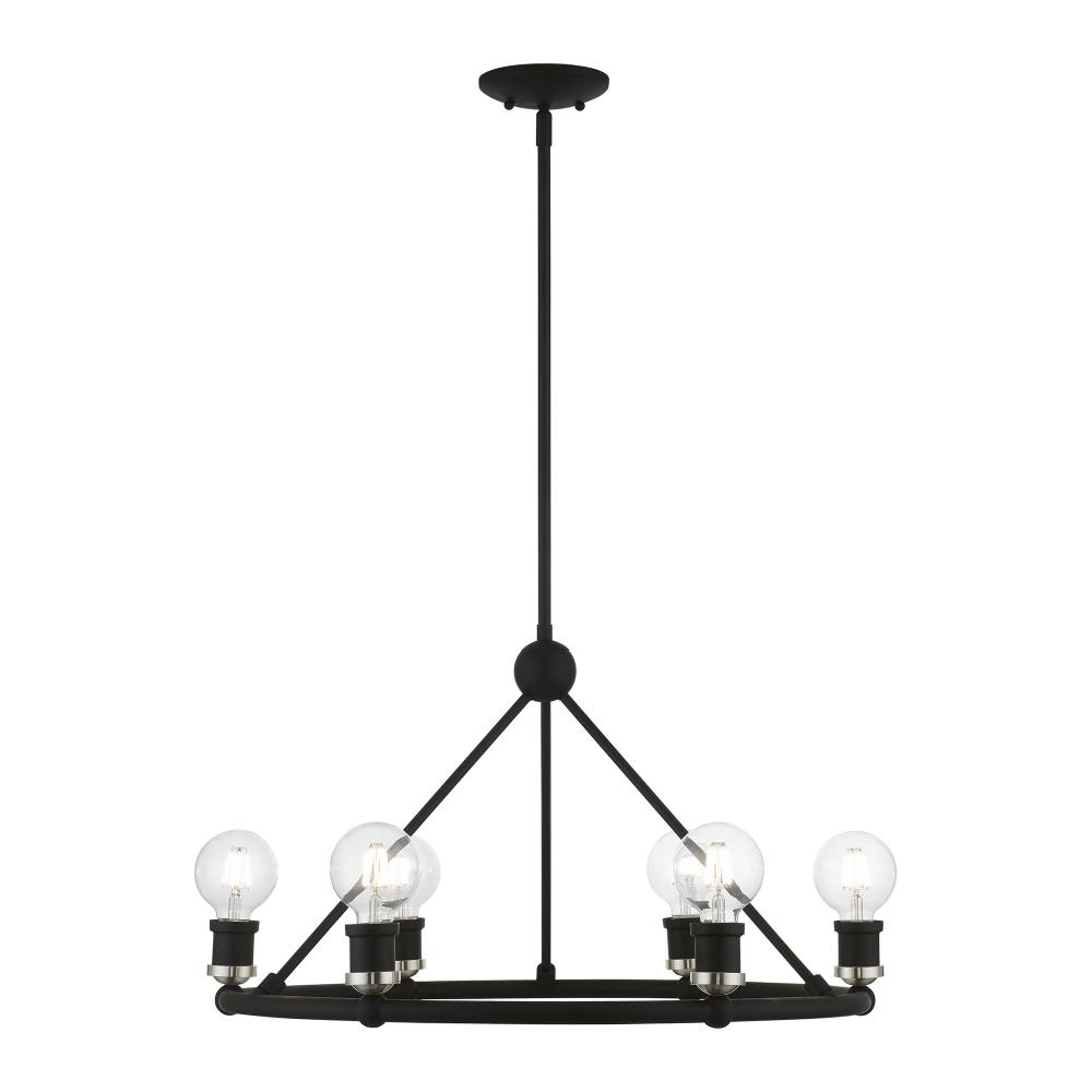 6 Light Black with Brushed Nickel Accents Chandelier