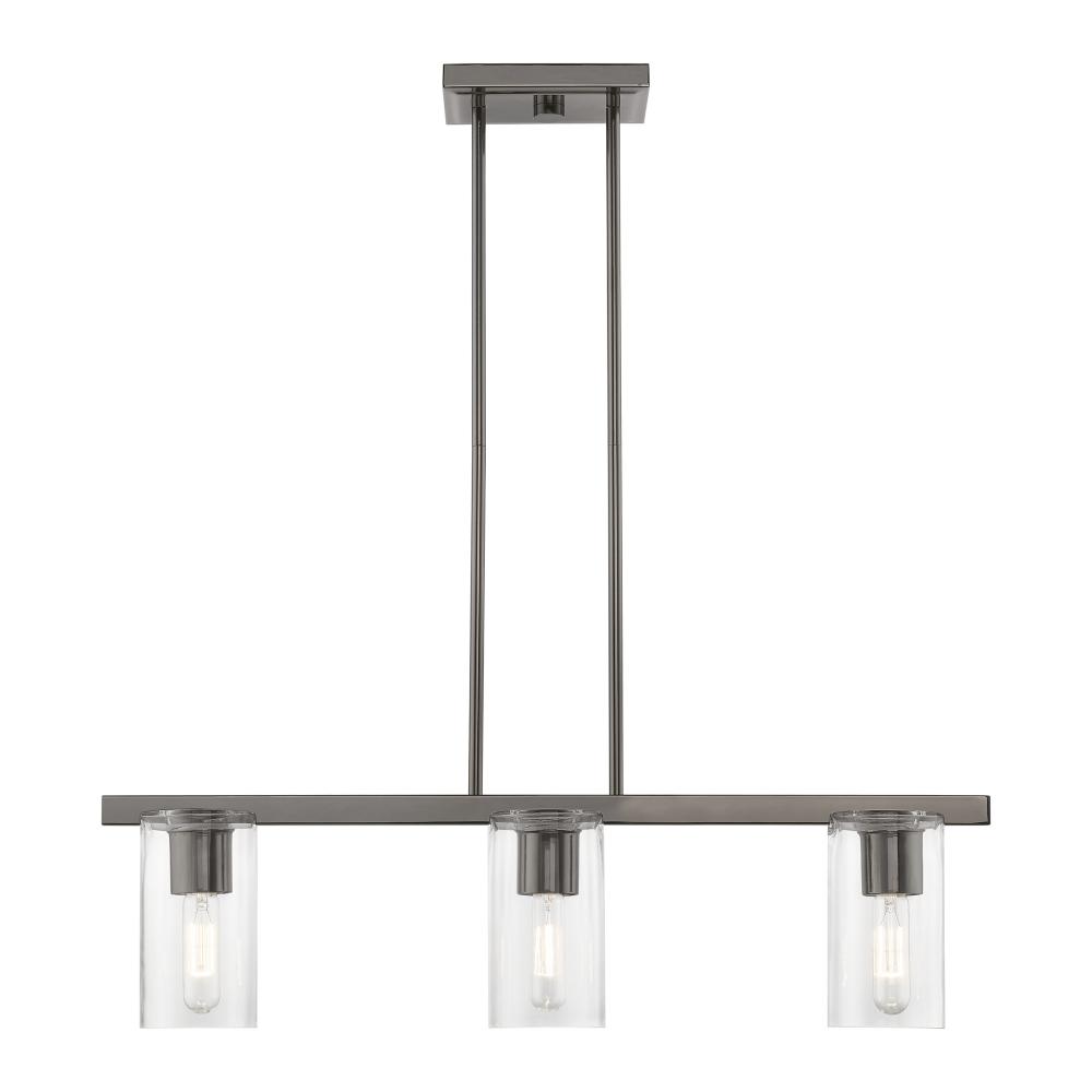 3 Light Black Chrome Linear Chandelier