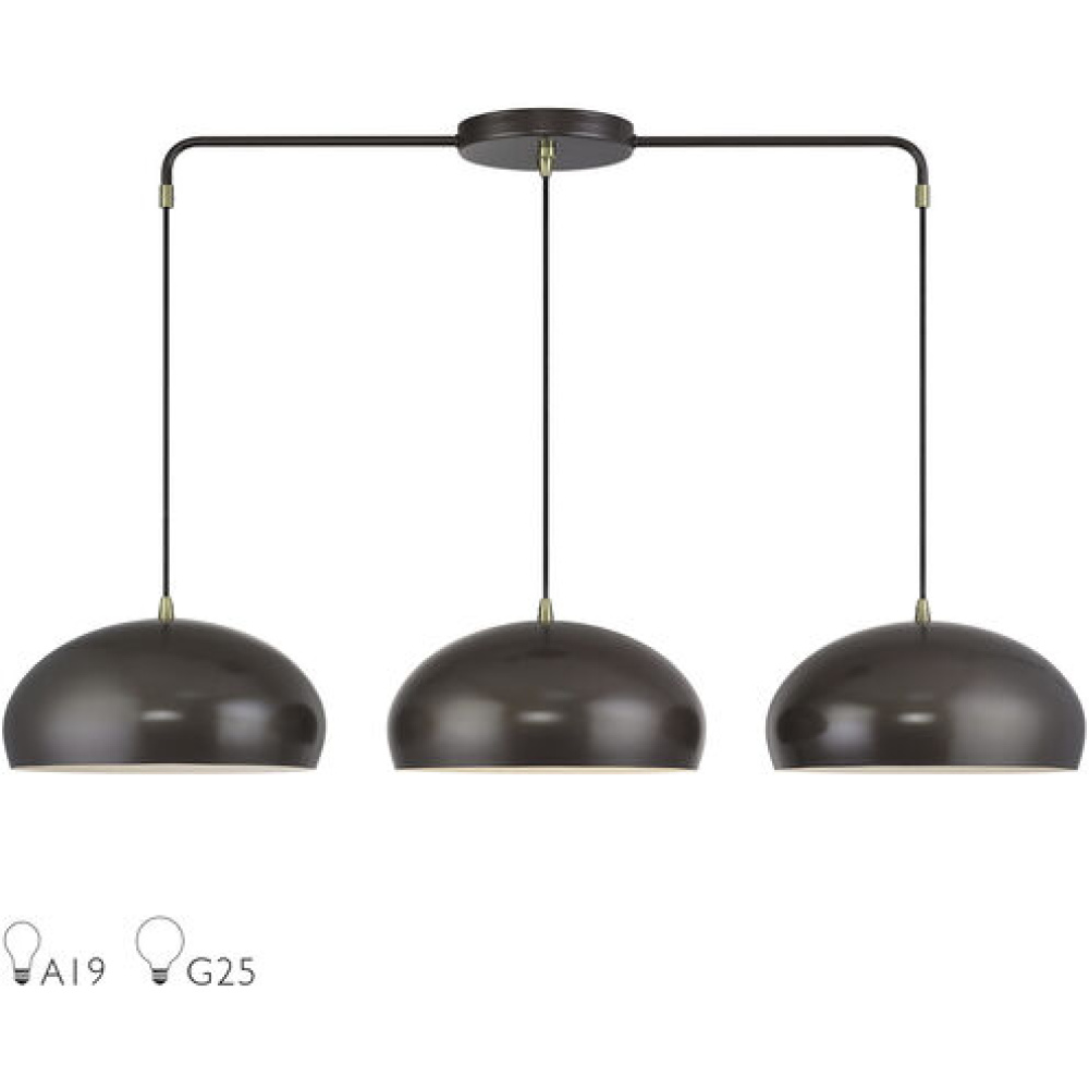 3 Light Black Extra Large Linear Chandelier