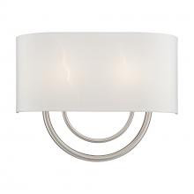 Livex Lighting 42893-91 - 2 Light Brushed Nickel Large ADA Sconce with Hand Crafted Off-White Fabric Shade