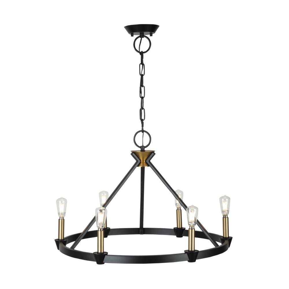 Notting Hill Collection 6-Light Chandelier Black and Brushed Brass
