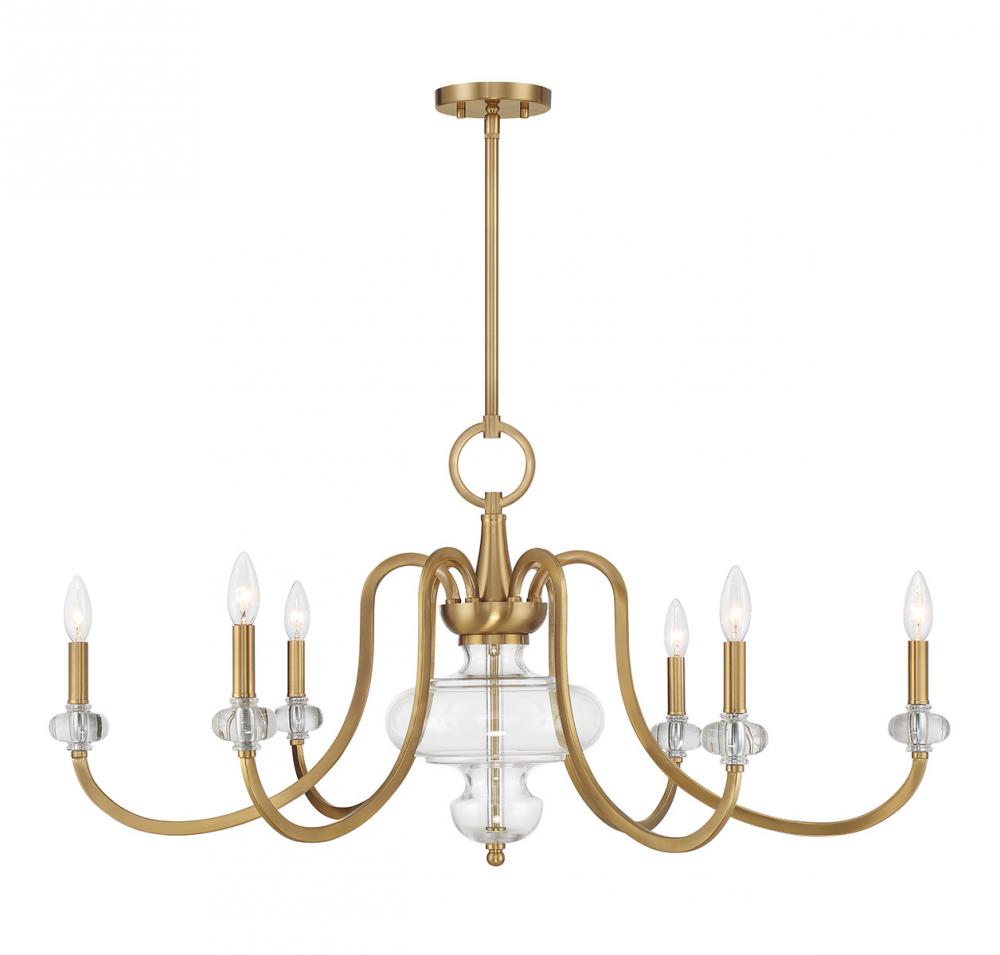 Bergdorf 6-Light Chandelier in Warm Brass