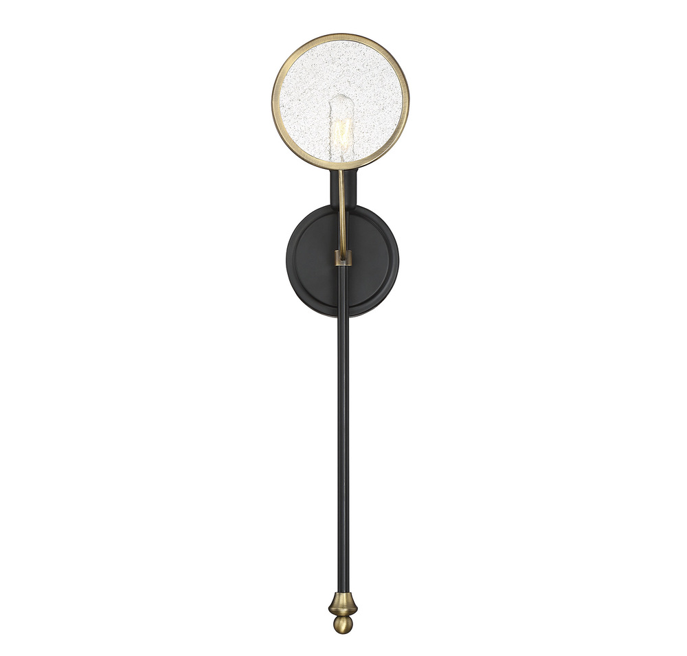 Oberyn 1-Light Wall Sconce in Vintage Black with Warm Brass