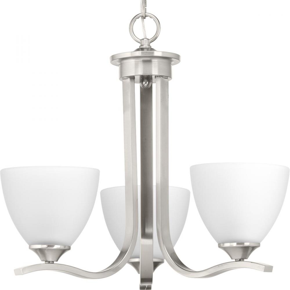 Laird Collection Three-Light Brushed Nickel Etched Glass Traditional Chandelier Light