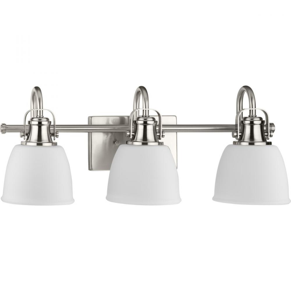 Preston Collection Three-Light Brushed Nickel Coastal Bath and Vanity Light