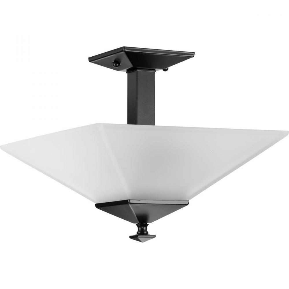 Clifton Heights Collection 12-3/4" Two-Light Modern Farmhouse Matte Black Etched Glass Semi-Flus