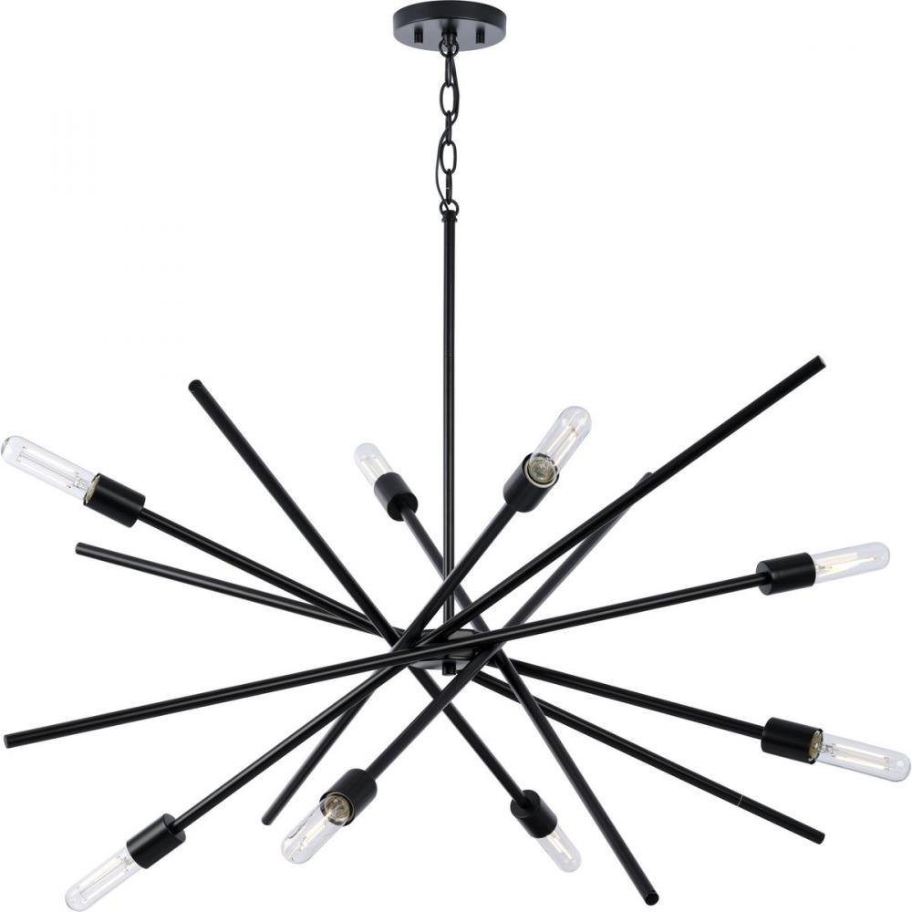 Astra Collection Eight-Light 42" Matte Black Modern Chandelier