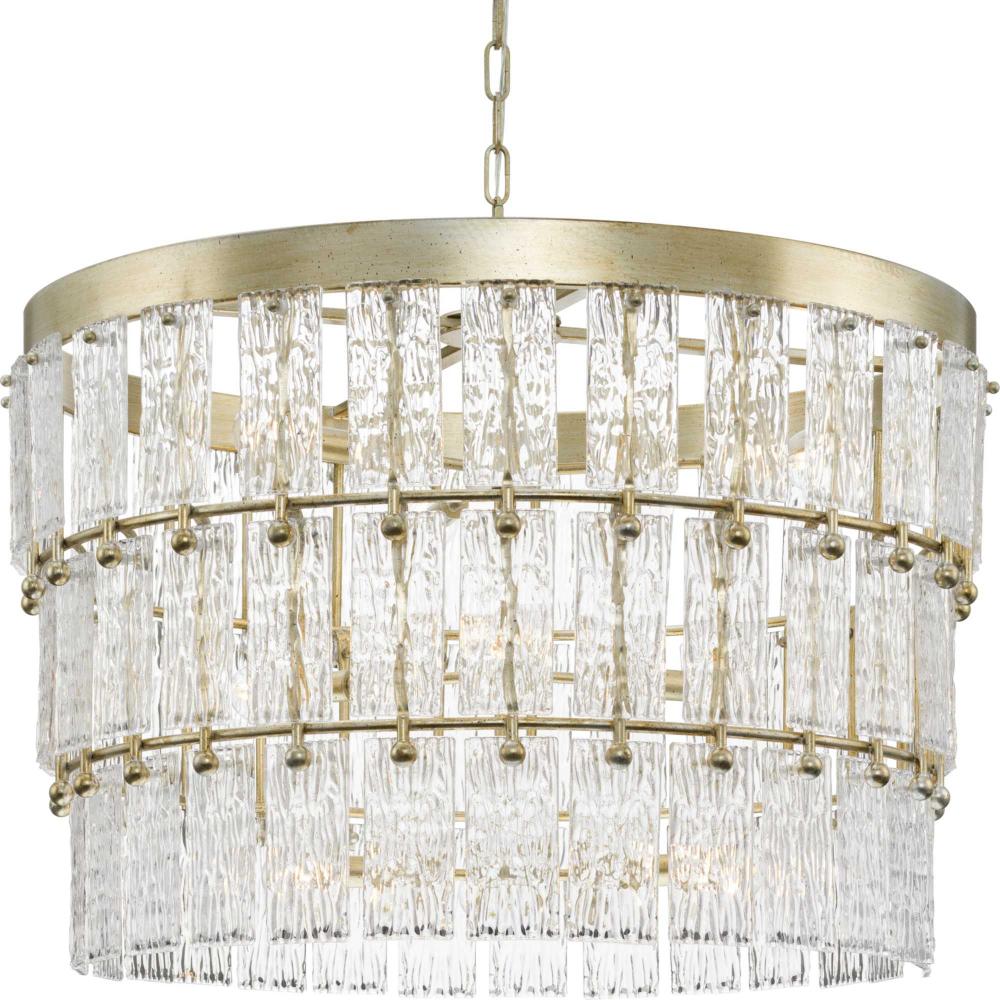 Chevall Collection Nine-Light Gilded Silver Modern Organic Chandelier