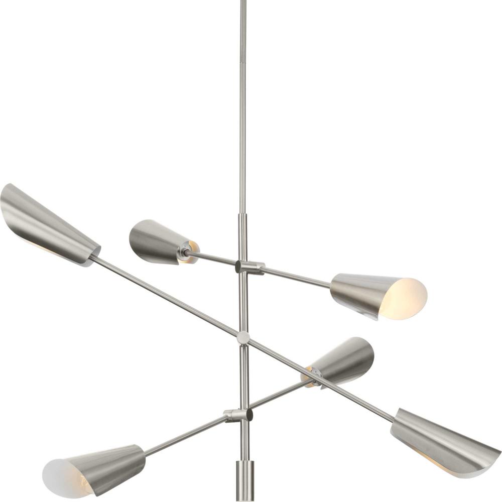 Cornett Collection Six-Light Brushed Nickel Contemporary Chandelier