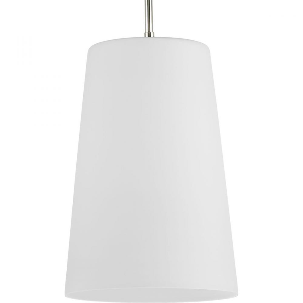 Clarion Collection One-Light Polished Nickel Etched White Transitional Pendant