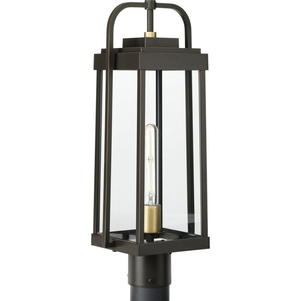 Walcott Collection  One-Light  Antique Bronze with Brasstone Accents Clear Glass Transitional Outdoo