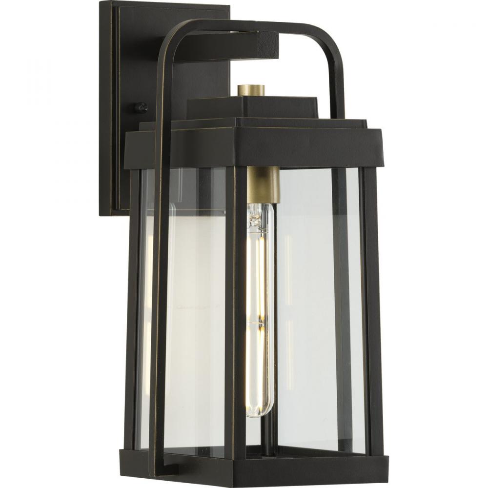 Walcott Collection  One-Light Antique Bronze with Brasstone Accents Clear Glass Transitional Outdoor