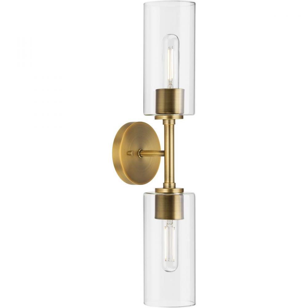 Cofield Collection Two-Light Vintage Brass Transitional Wall Bracket