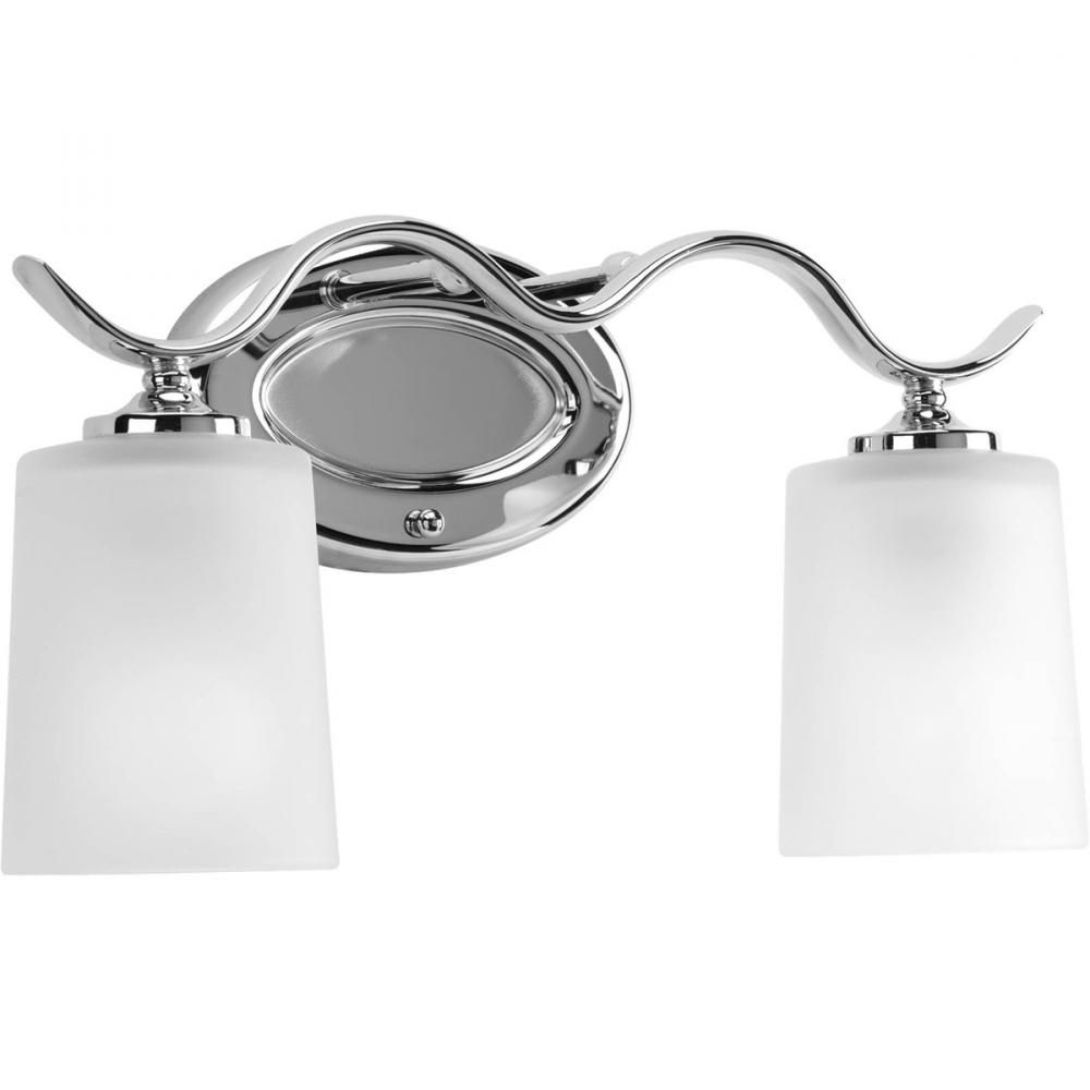 Inspire Collection Two-Light Polished Chrome Etched Glass Traditional Bath Vanity Light