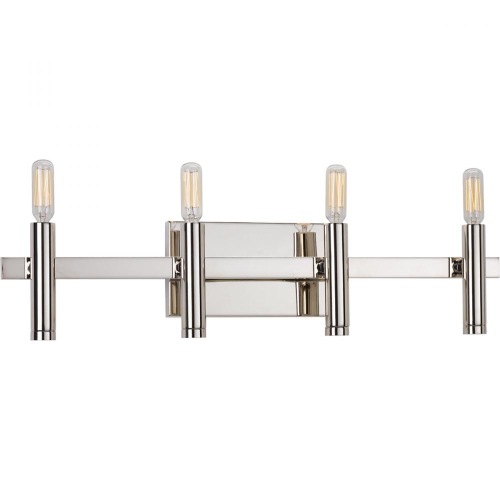 Draper Collection Four-Light Polished Nickel Luxe Bath Vanity Light