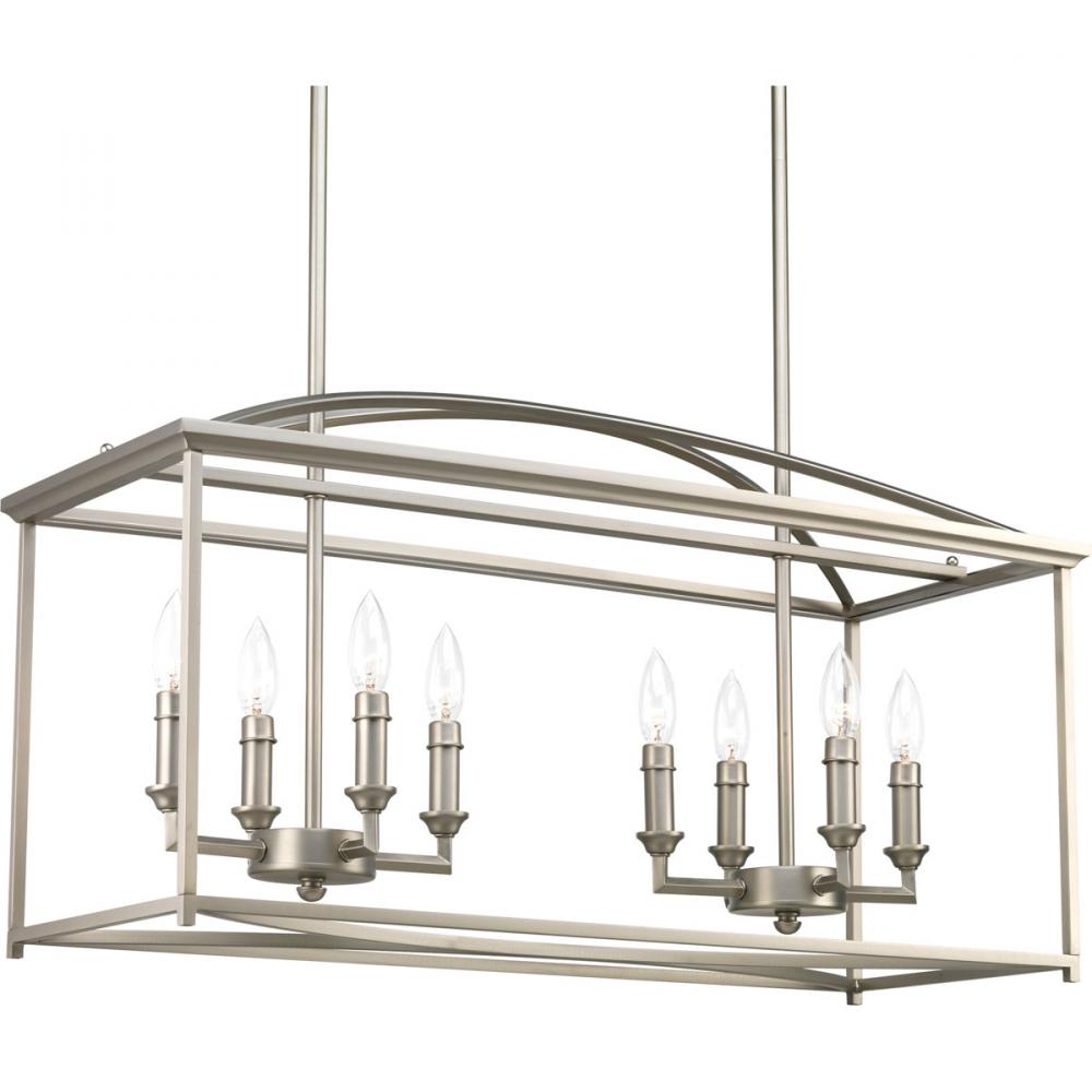 Piedmont Collection Eight-Light Burnished Silver Farmhouse Chandelier Light