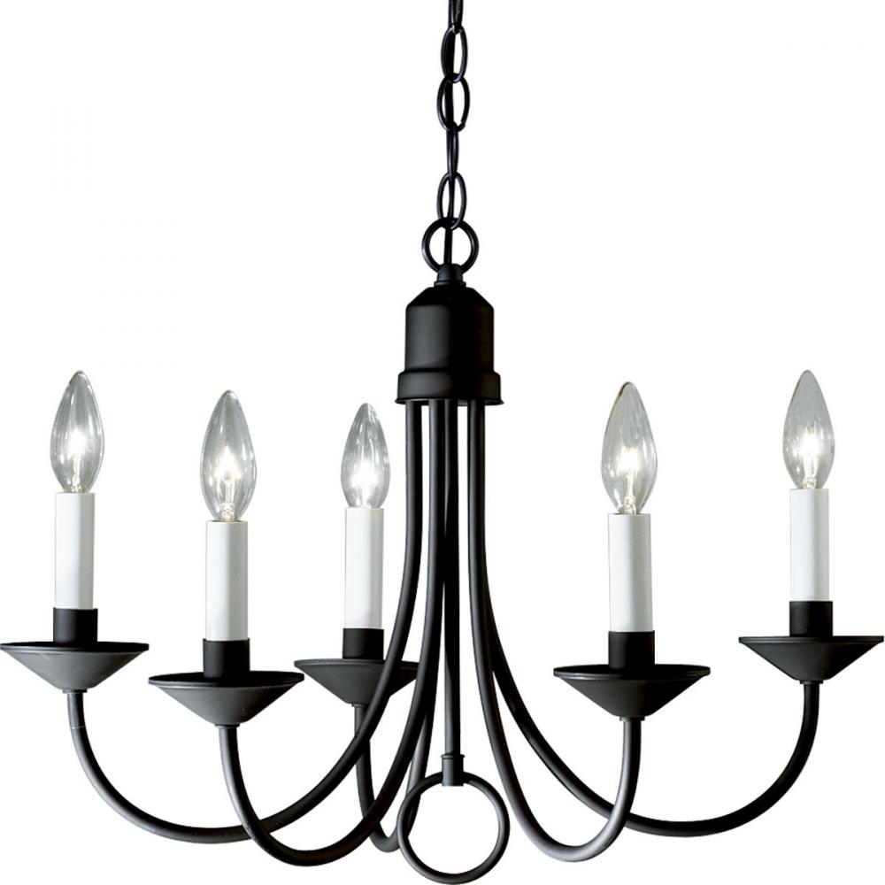 Five-Light Textured Black White Candles Traditional Chandelier Light