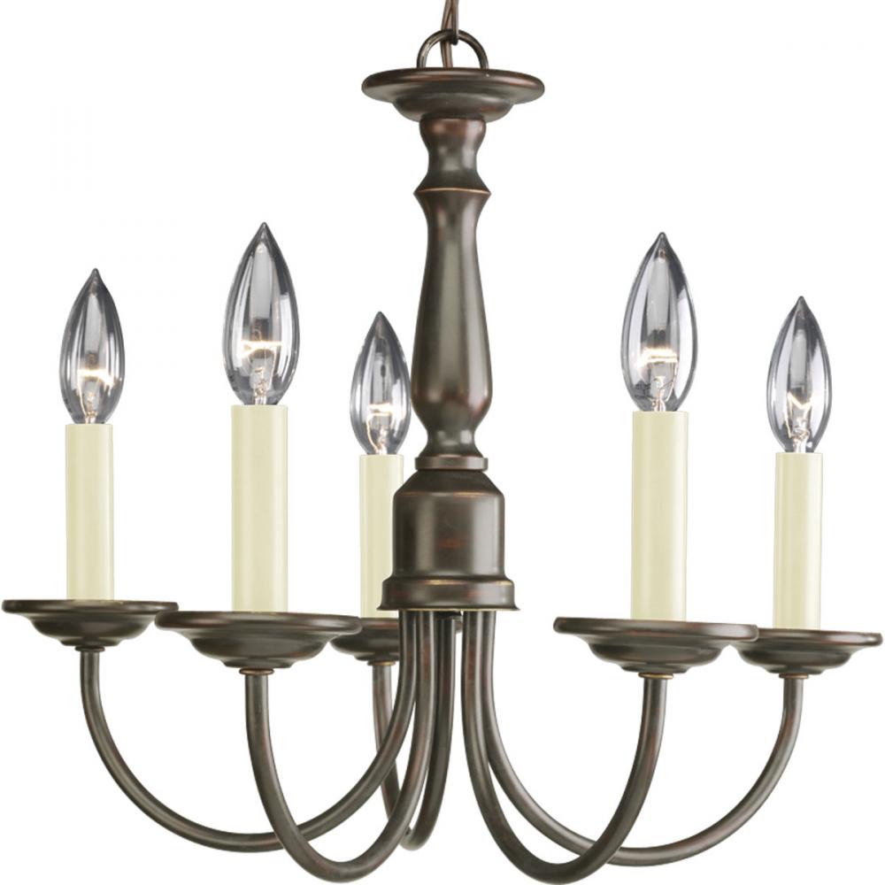 Five-Light Antique Bronze Ivory Candles Traditional Chandelier Light