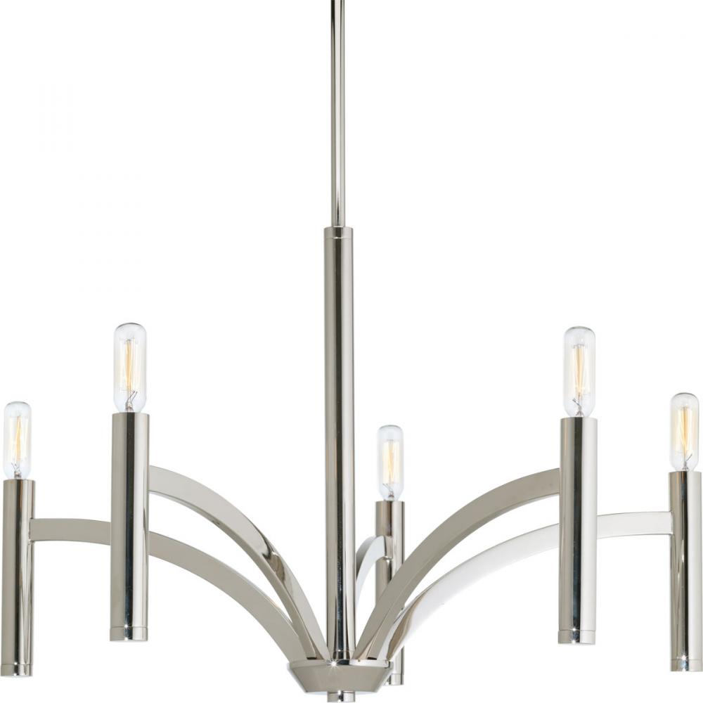 Draper Collection Five-Light Polished Nickel Luxe Chandelier Light