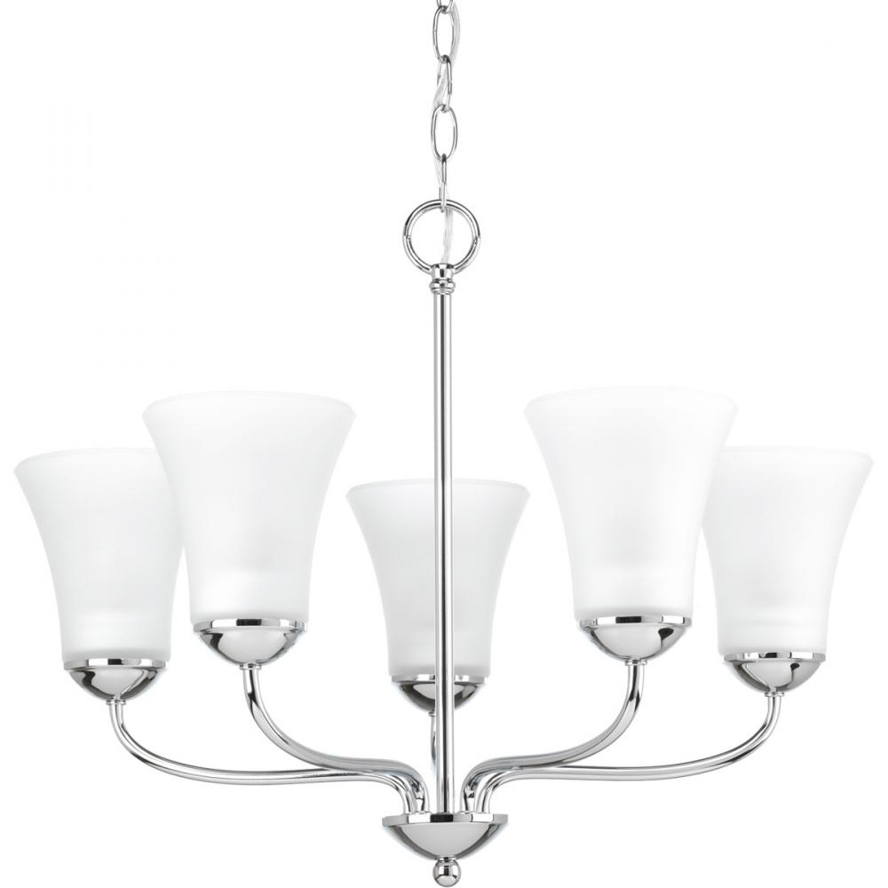 Classic Collection Five-Light Polished Chrome Etched Glass Traditional Chandelier Light