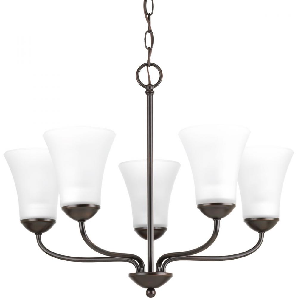 Classic Collection Five-Light Antique Bronze Etched Glass Traditional Chandelier Light