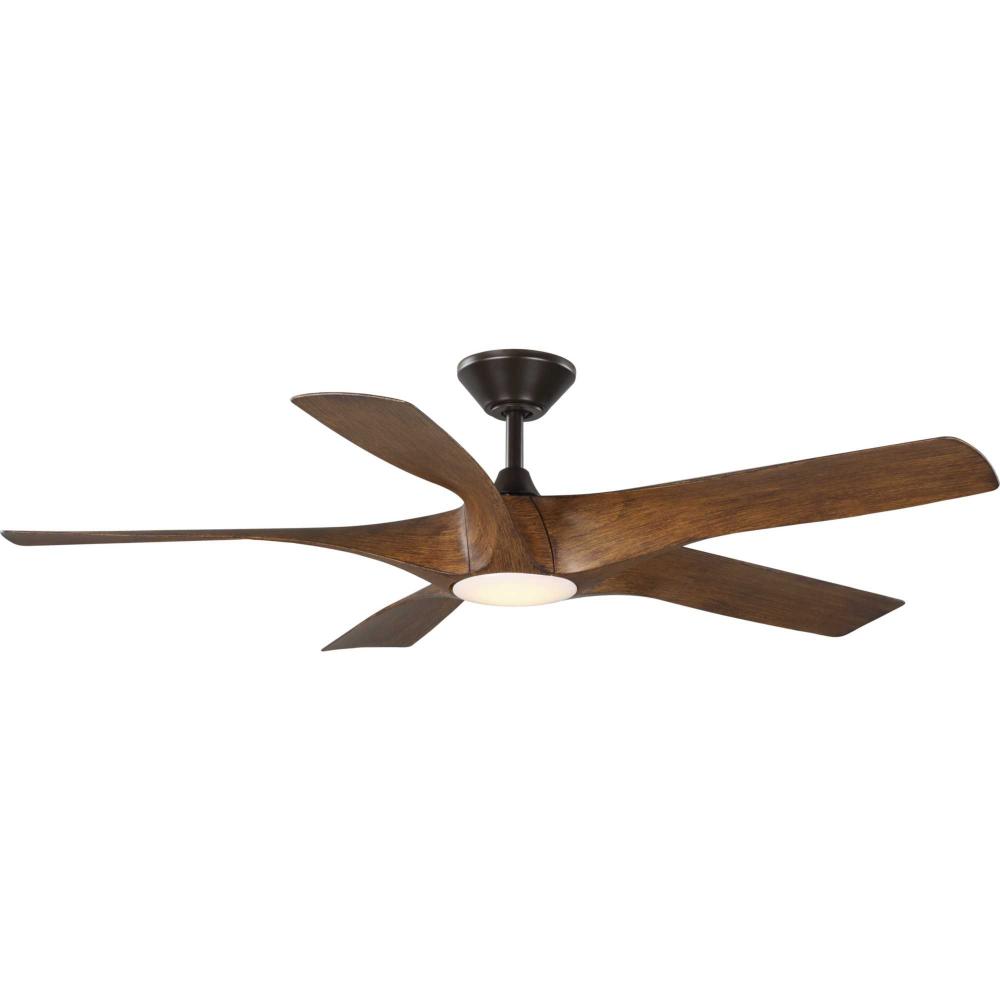 Vernal Collection 60" Five-Blade Woodgrain LED Wifi Transitional Indoor/Outdoor Smart DC Ceiling