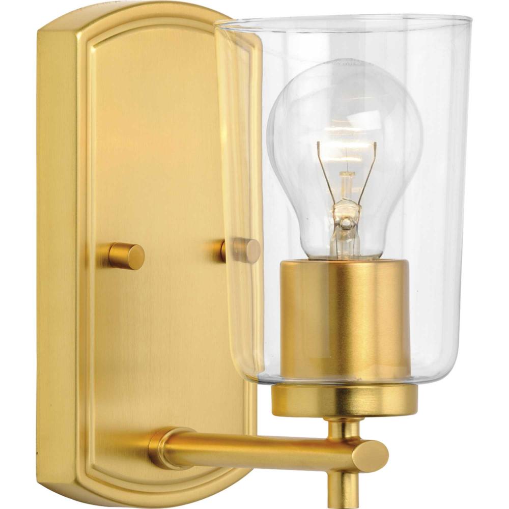 Adley Collection One-Light Satin Brass Clear Glass New Traditional Bath Vanity Light