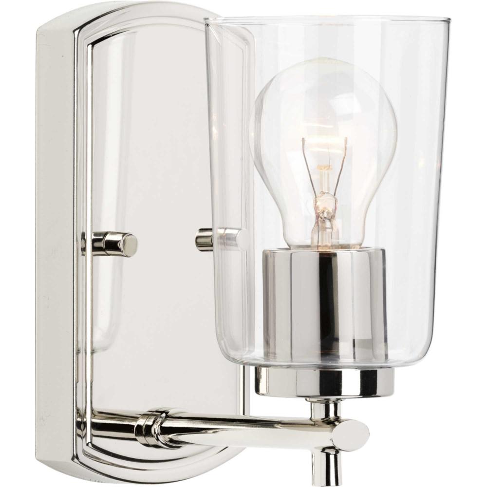 Adley Collection One-Light Polished Nickel Clear Glass New Traditional Bath Vanity Light