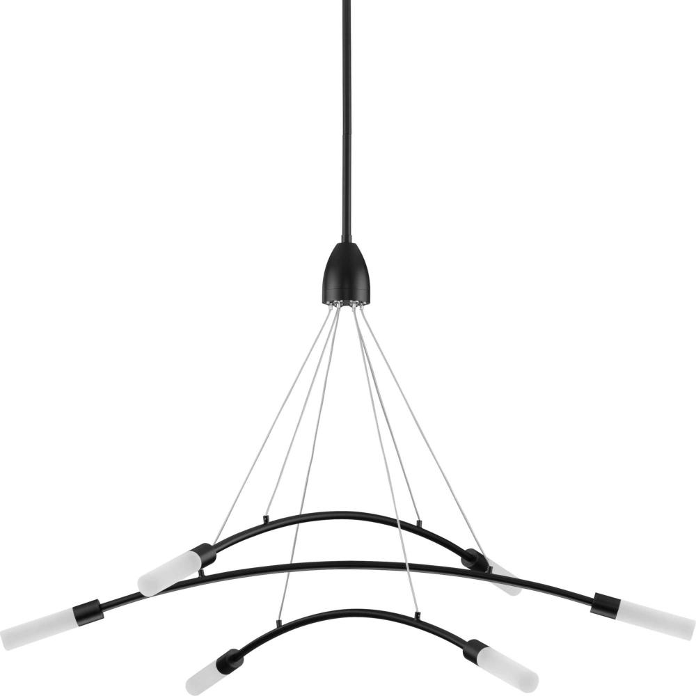 Kylo LED Collection Six-Light Matte Black and Frosted Acrylic Modern Style Chandelier Light