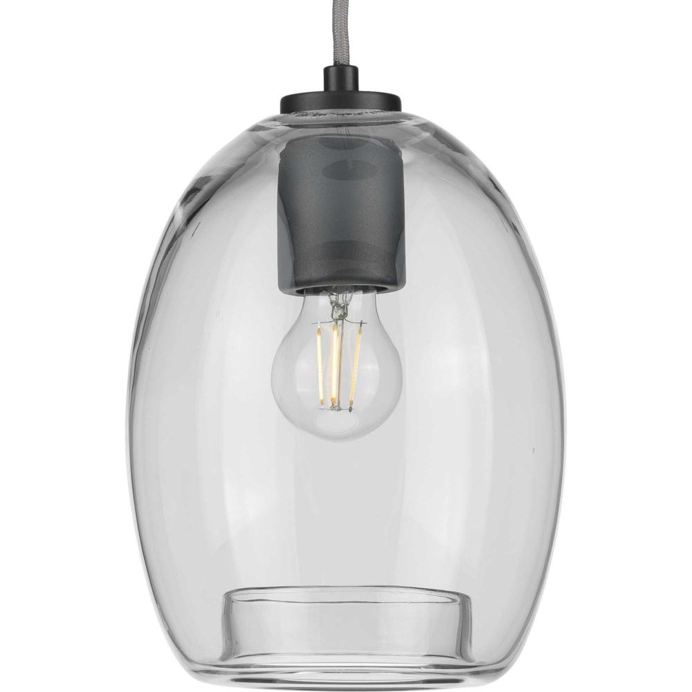 Caisson Collection One-Light Graphite Clear Glass Global Pendant Light