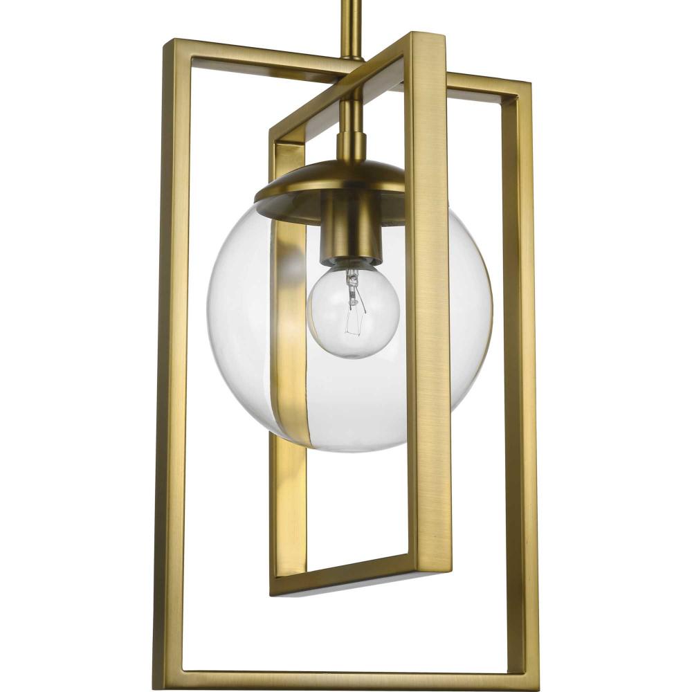 Atwell Collection One-Light Brushed Bronze Clear Glass Luxe Pendant Light