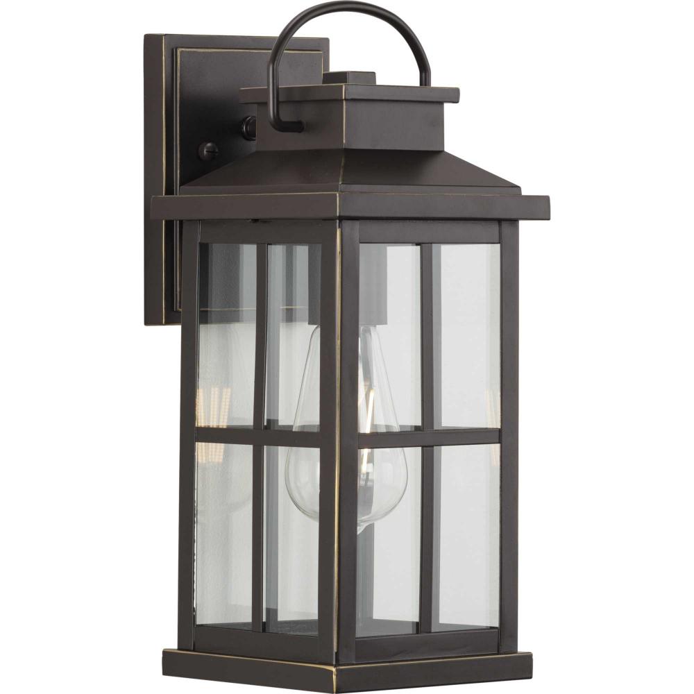 Williamston Collection One-Light Antique Bronze and Clear Glass Transitional Style Medium Outdoor Wa
