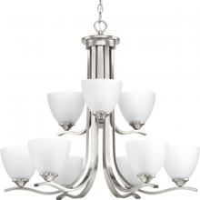 Progress P400064-009 - Laird Collection Nine-Light Brushed Nickel Etched Glass Traditional Chandelier Light