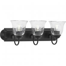 Progress P300391-31M - Three-Light Matte Black Transitional Bath and Vanity Light with Clear Glass for Bathroom