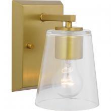Progress P300457-191 - Vertex Collection One-Light Brushed Gold Clear Glass Contemporary Bath Light