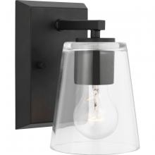 Progress P300457-31M - Vertex Collection One-Light Matte Black Clear Glass Contemporary Bath Light