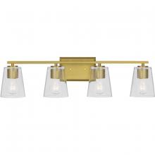 Progress P300460-191 - Vertex Collection Four-Light Brushed Gold Clear Glass Contemporary Bath Light