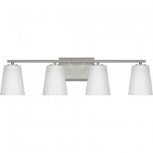 Progress P300464-009 - Vertex Collection Four-Light Brushed Nickel Etched White Glass Contemporary Bath Light
