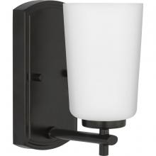 Progress P300465-31M - Adley Collection One-Light Matte Black Etched Opal Glass New Traditional Bath Vanity Light