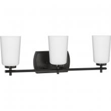 Progress P300467-31M - Adley Collection Three-Light Matte Black Etched Opal Glass New Traditional Bath Vanity Light