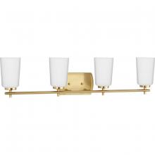 Progress P300468-012 - Adley Collection Four-Light Satin Brass Etched Opal Glass New Traditional Bath Vanity Light