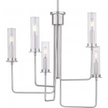 Progress P400167-009 - Rainey Collection Five-Light Brushed Nickel Clear Fluted Ribbed Glass Modern Chandelier Light