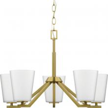 Progress P400343-191 - Vertex Collection Five-Light Brushed Gold Etched White Contemporary Chandelier
