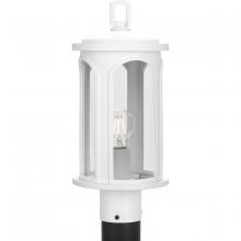 Progress P540033-028 - Gables Collection One-Light Coastal Satin White Clear Glass Outdoor Post Light